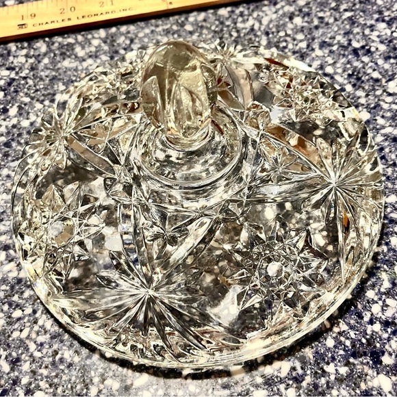 Anchor Hocking Star of David Prescut Glass VTG MCM Candy Dish w Lid Elegant Gift - Picture 3 of 15